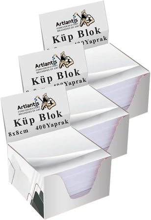Masaüstü Küp Blok Not Kağıdı 3 Paket 8x8 cm Beyaz Küp Not Kağıdı Kare Kağıt Beyaz Boş Kağıt 400 Yaprak Hatırlatma Ofis
