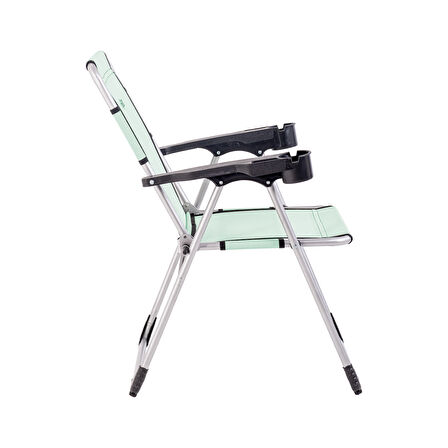 Katlanabilir Piknik ve Kamp Sandalyesi - Bardaklıklı - Rock - Su Yeşili (A-03)- 140KG Taşıma