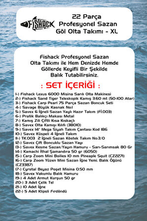 Fishack 22 Parça Sazan (Carp) Olta Seti XL - 3.60MT / 50-100GR