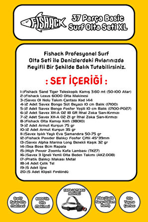 Fishack 37 Parça Surf Basic Deniz Olta Seti XL - 3.60MT / 50-100GR
