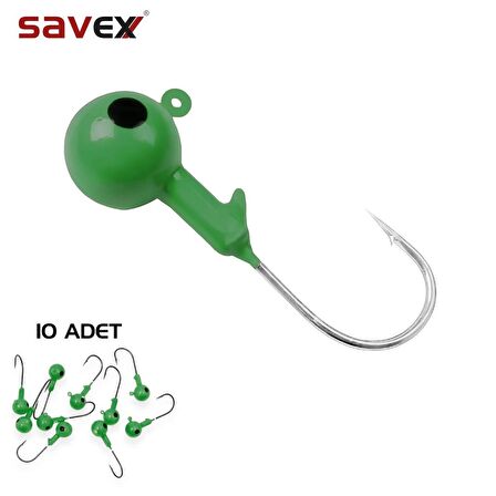 Savex Jighead Kurşunlu Olta İğnesi Yeşil 6 gr 10'lu Zoka (XH-A 02 06)