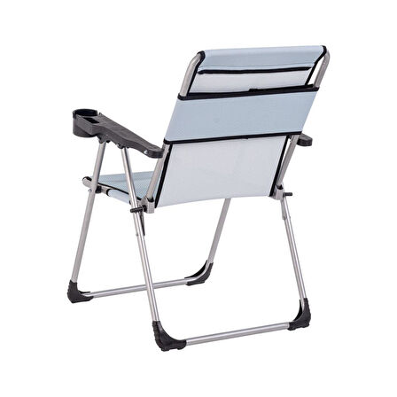4 Adet Katlanabilir Kamp Sandalyesi ve Masa Seti - Rock - Turkuaz (A-01) - Bardaklıklı - 140 KG Taşıma