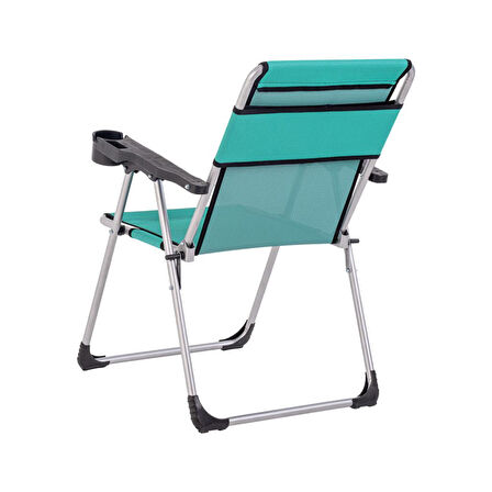 4 Adet Katlanabilir Kamp Sandalyesi ve Masa Seti - Rock - Deniz Mavi (A-05) - Bardaklıklı - 140 KG Taşıma