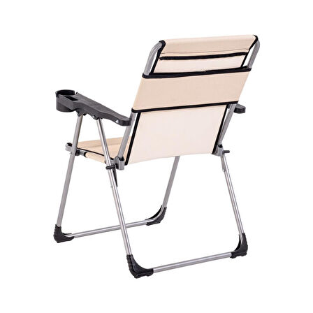 4 Adet Katlanabilir Kamp Sandalyesi ve Masa Seti - Rock - Kapadokya (A-18) - Bardaklıklı - 140 KG Taşıma