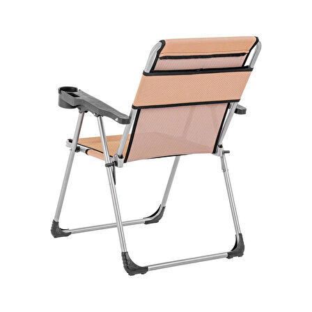 4 Adet Katlanabilir Kamp Sandalyesi ve Masa Seti - Rock - Bakır (A-20) - Bardaklıklı - 140 KG Taşıma