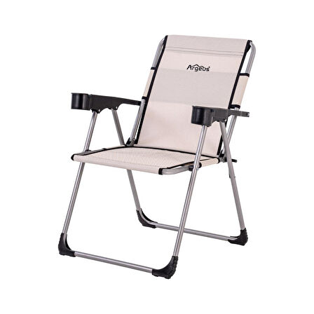 4 Adet Katlanabilir Kamp Sandalyesi ve Masa Seti - Rock - Bozkır (A-21) - Bardaklıklı - 140 KG Taşıma