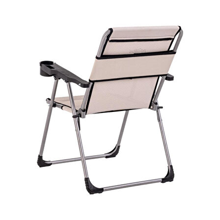 4 Adet Katlanabilir Kamp Sandalyesi ve Masa Seti - Rock - Bozkır (A-21) - Bardaklıklı - 140 KG Taşıma