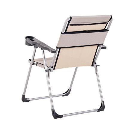 4 Adet Katlanabilir Kamp Sandalyesi ve Masa Seti - Rock - Kestane (A-22) - Bardaklıklı - 140 KG Taşıma