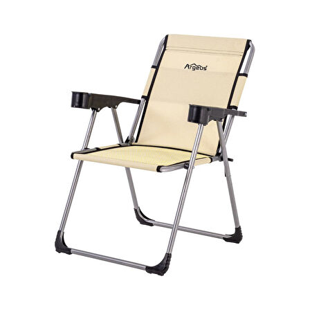 4 Adet Katlanabilir Kamp Sandalyesi ve Masa Seti - Rock - Buğday (A-24) - Bardaklıklı - 140 KG Taşıma