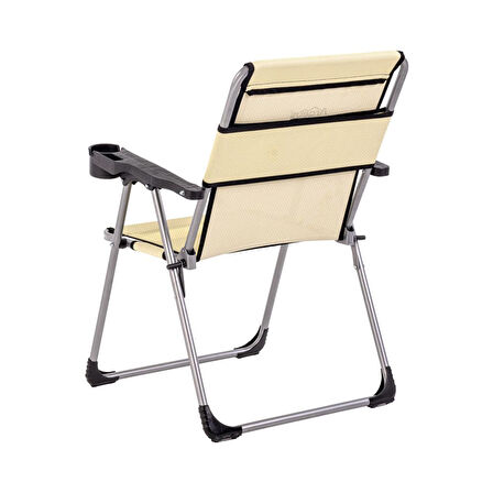 4 Adet Katlanabilir Kamp Sandalyesi ve Masa Seti - Rock - Buğday (A-24) - Bardaklıklı - 140 KG Taşıma