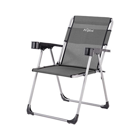 4 Adet Katlanır Kamp Sandalyesi ve Masa Seti - Rock - Antrasit A-29 - Bardaklıklı - 140 KG