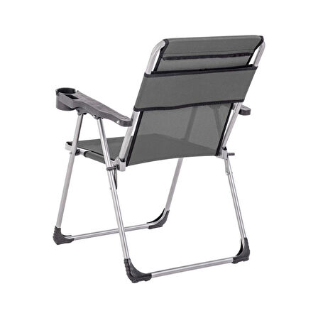 4 Adet Katlanır Kamp Sandalyesi ve Masa Seti - Rock - Antrasit A-29 - Bardaklıklı - 140 KG