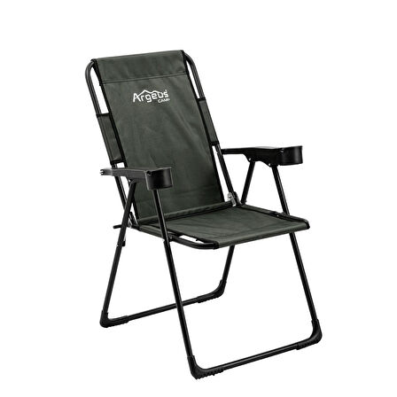 2 Adet Katlanır Kamp Sandalyesi ve Masa Seti - Rest - Taşıma Çantalı - Haki - 130 KG Taşıma