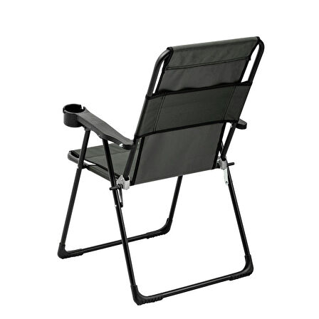 4 Adet Katlanır Kamp Sandalyesi ve Masa Seti - Rest - Taşıma Çantalı - Haki - 130 KG Taşıma