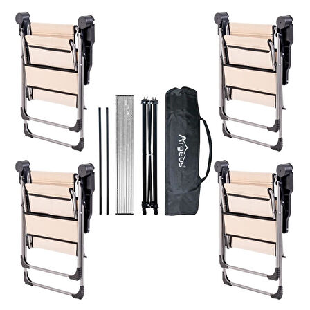 4 Adet Katlanır Kamp Sandalyesi ve Alüminyum Masa Seti - Rock Silver - Kapadokya - Taşıma Çantalı