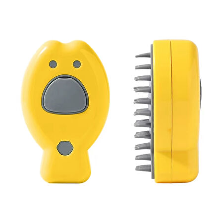 Şarjlı Buharlı Kedi Köpek Tarağı - Yumuşak Silikon Tüy Toplayıcı - Sarı (8675)