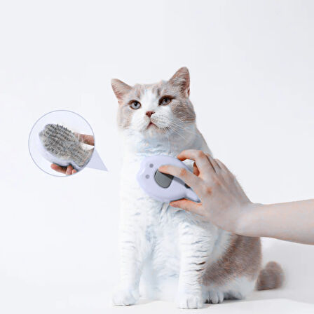 Şarjlı Buharlı Kedi Köpek Tarağı - Yumuşak Silikon Tüy Toplayıcı - Beyaz (8675)