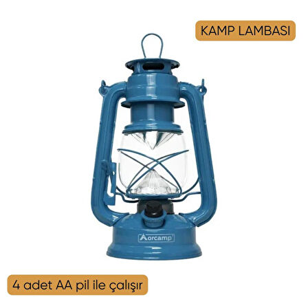 Evde Kamp Keyfi Hediye Seti - Retro Fener ve Emaye Bardaklar (3 Parça)