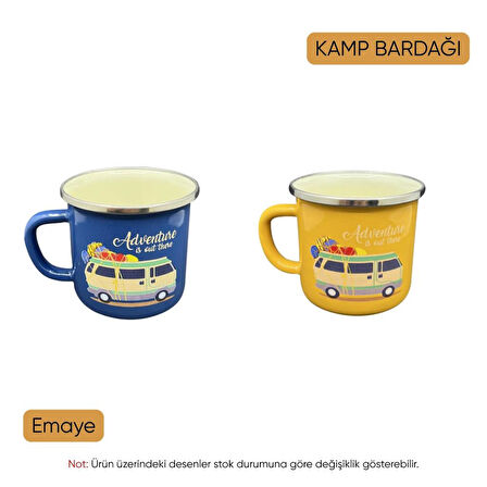 Evde Kamp Keyfi Hediye Seti - Retro Fener ve Emaye Bardaklar (3 Parça)