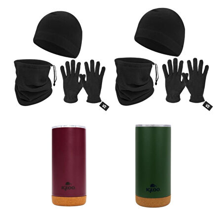 Çiftlere Özel Kışlık Hediye Seti - Bere, Eldiven, Boyunluk ve Termos