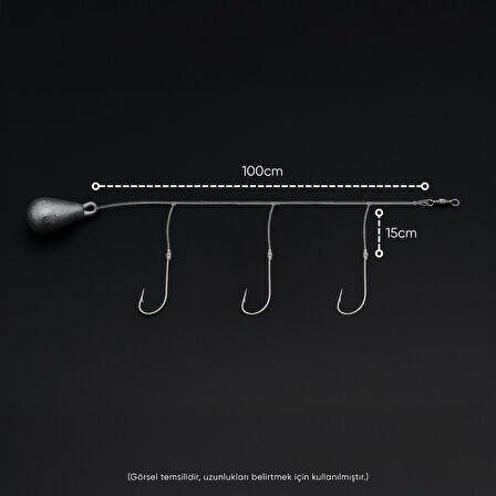 3 İğneli Kurşunlu Beden Takımı - Dip Beden Oltası - Fırdöndülü - 15 gr - 5 Adet