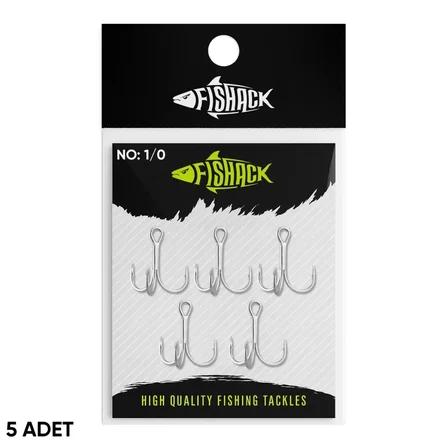 Üçlü İğne - Nikel Üçlü Kanca - Fishack 3210 - 5 Adet - No: 1/0