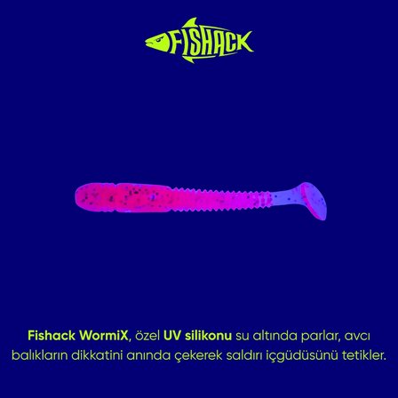 Silikon Kurt Yem - 1,1g 55mm - Fishack Wormix - 10 Adet - UV - Pembe