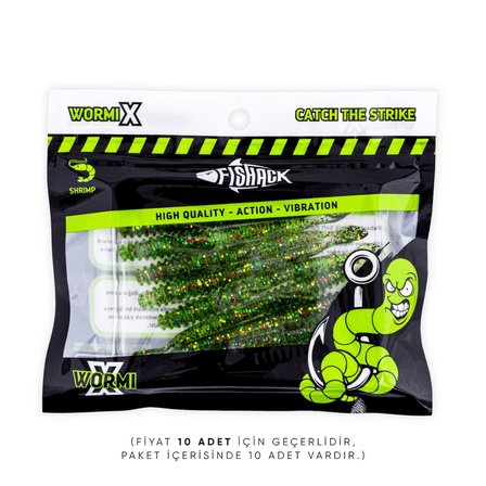Silikon Kurt Yem - 2,2g 87mm - Fishack Wormix - 10 Adet - Jungle