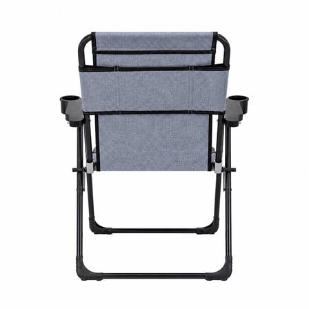 Katlanır Piknik ve Kamp Sandalyesi - Bardaklıklı - Rock Plus - Linen Mavi