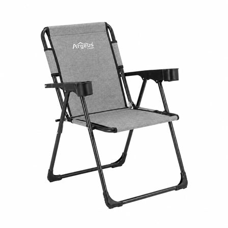Katlanır Piknik ve Kamp Sandalyesi - Bardaklıklı - Rock Plus - Linen Gri