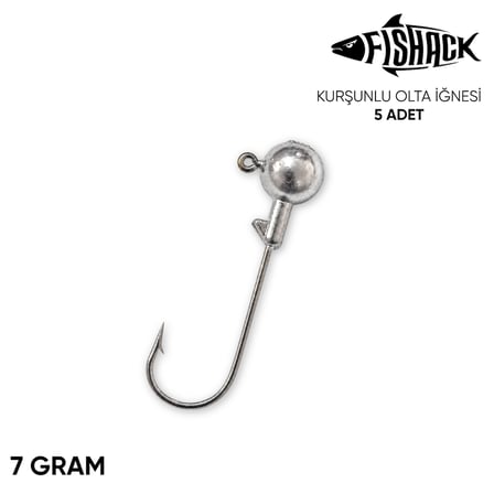 Jighead - Zoka - Kurşunlu Olta İğnesi - Gümüş - 5 Adet - 7 gr