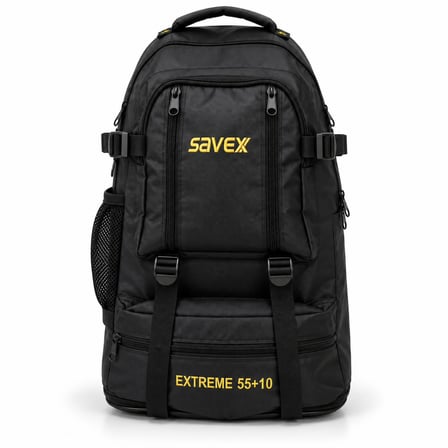 Profesyonel Körüklü Sırt Çantası - Savex - 55+10 LT - Siyah