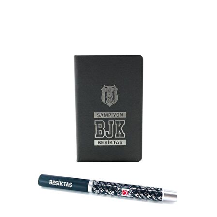 Beşiktaş Orjinal Lisanslı Kalem Termo Deri Defter Vip Set Ahşap Kutulu