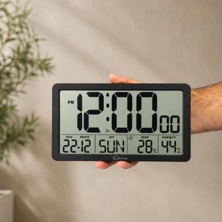 Loyka LCDSY75 Siyah Dijital LCD Saat | Tarih Sıcaklık ve Nem Göstergeli