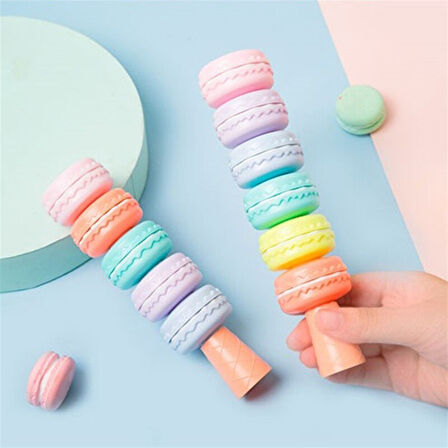 Mini 6 adet Macaron fosforlu boya kalemi