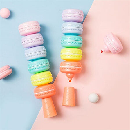 Mini 6 adet Macaron fosforlu boya kalemi