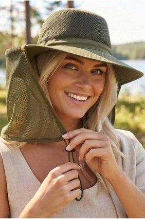 Tezzgelsin Kadın Ense Korumalı Fileli Safari Şapkası UV Güneş Korumalı İpli Outdoor Kamp ve Balıkçı Şapkası