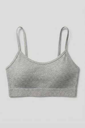 Kadın İnce İp Askılı Pedli Fitilli Pamuklu Büstiyer Crop Bralette