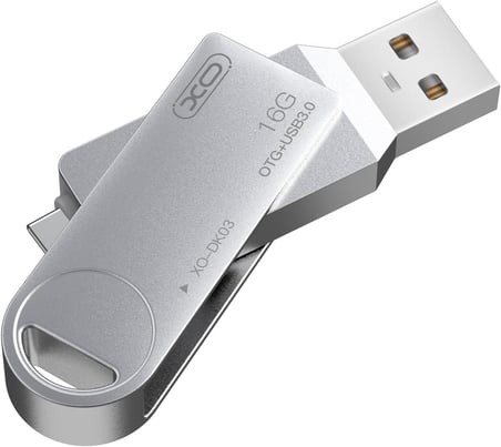 DK03 Type-C OTG USB Bellek, Yüksek Hızlı Okuma/Yazma, USB 3.0 ve Type-C, Metal Alaşım, Döner Tasarım, Anti-X-ray, Anti Manyetik, Sıcaklığa Dayanıklı, Gümüş (64, GB)