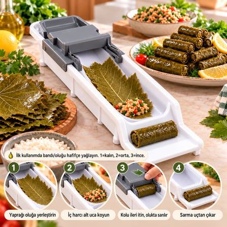 Pratik Yaprak Sarma Makinesi – 3 Kademeli Manuel Dolma ve Sarma Aparatı