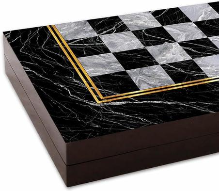 Star Tavla Platin Mermer Büyük Boy 12 mm MDF Kasa, Parlak Selefon Kaplama, Çizilmeye Karşı Dirençli Coex Kaplama Mıknatıslı Kapama Şık ve Kaliteli Sağlam