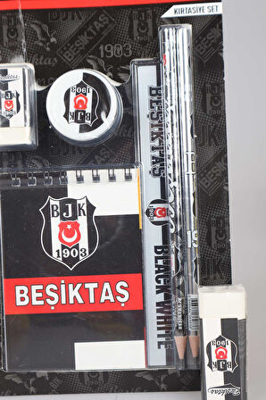 "DEKOMUS CEP DEFTERİ HEDİYELİ" YENİ SEZON LİSANSLI BEŞİKTAŞ 7'Lİ KIRTASİYE SETİ NOT DEFTERİ,CETVEL,2 ADET SİLGİ,KALEMTRAŞ,2 ADET KURŞUN KALEM