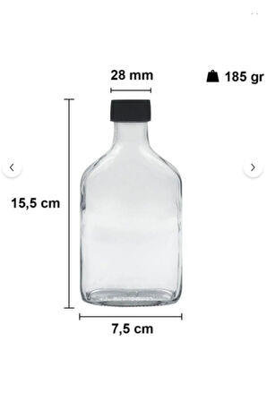 2'Li Cam Şeffaf Cold Brew Şişesi Sızdırmaz Siyah Plastik Kapaklı 200 Ml Yassı Şişe