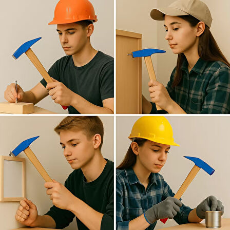 Beylini 200 Profesyonel Ahşap Saplı Çift Taraf Çekiç Çelik Baş Ergonomik Çivi Çakma Ince Işçilik Dayanıklı