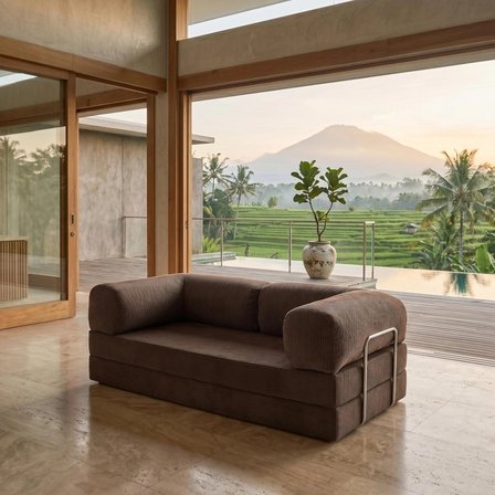 200x100 Modern Fitilli Kadife Kanepe| Yatak Olabilen, Dayanıklı Orta Sert Sünger