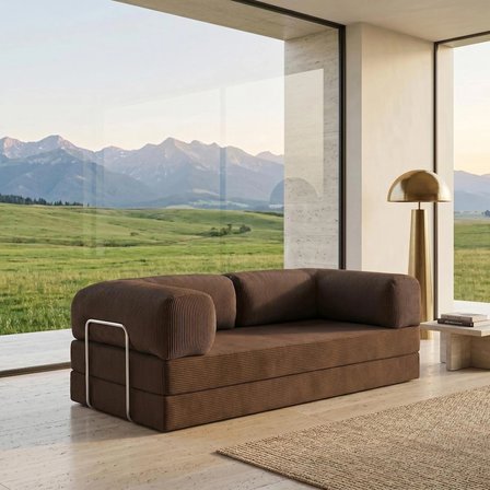 200x100 Modern Fitilli Kadife Kanepe| Yatak Olabilen, Dayanıklı Orta Sert Sünger