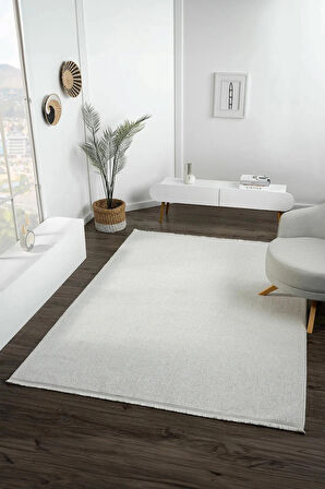 Beyaz Yumuşak Dokulu Halı Kilim Salon Mutfak Koridor Yolluk Dokuma Makine Halısı 047