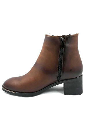 572291 Taba 5 Cm Fermuarlı Kadın Bot