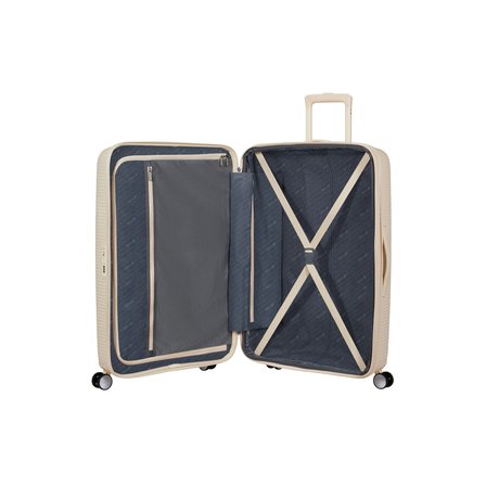 american tourister soundbox krem 77/28 körüklü büyük boy sert valiz