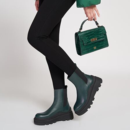 Desa Ninny Haki Kadın Deri Chelsea Bot